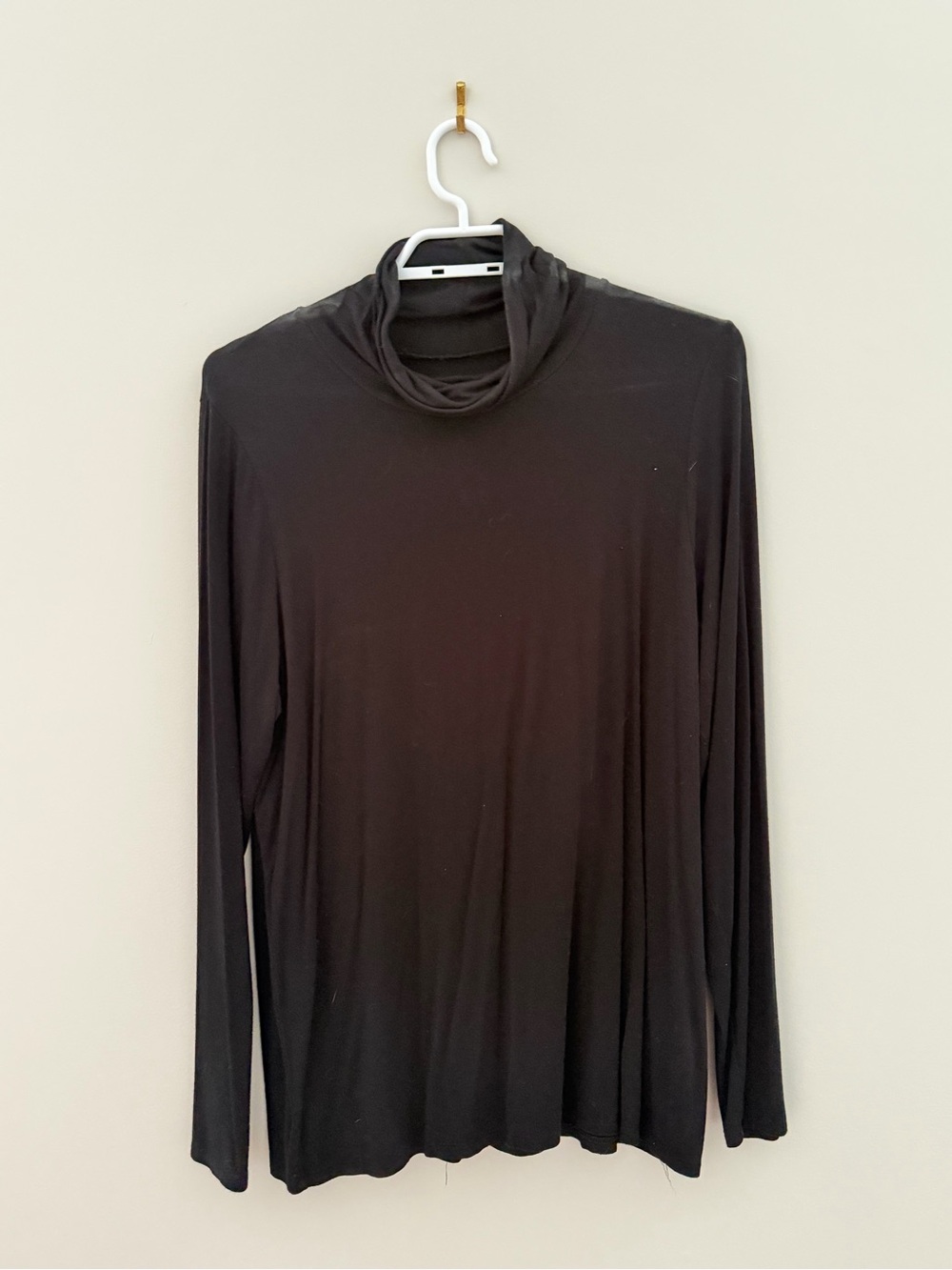 Reitmans Black Long Sleeve Draped Turtleneck Top